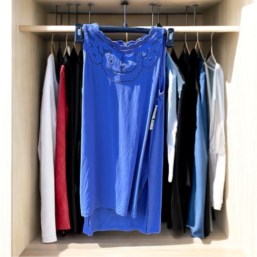 Alfani Petite Women's Retro Deadstock Neo Foundations Alf Pery Blue Dress NWT